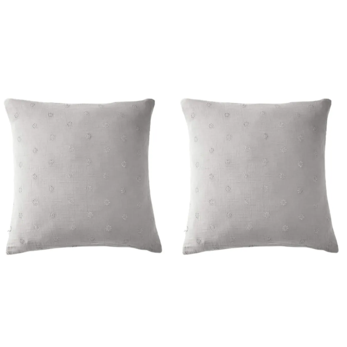 Lot de 2 taies d'oreillers brodées double gaze de coton