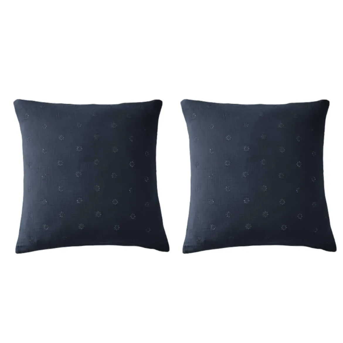 Lot de 2 taies d'oreillers brodées double gaze de coton