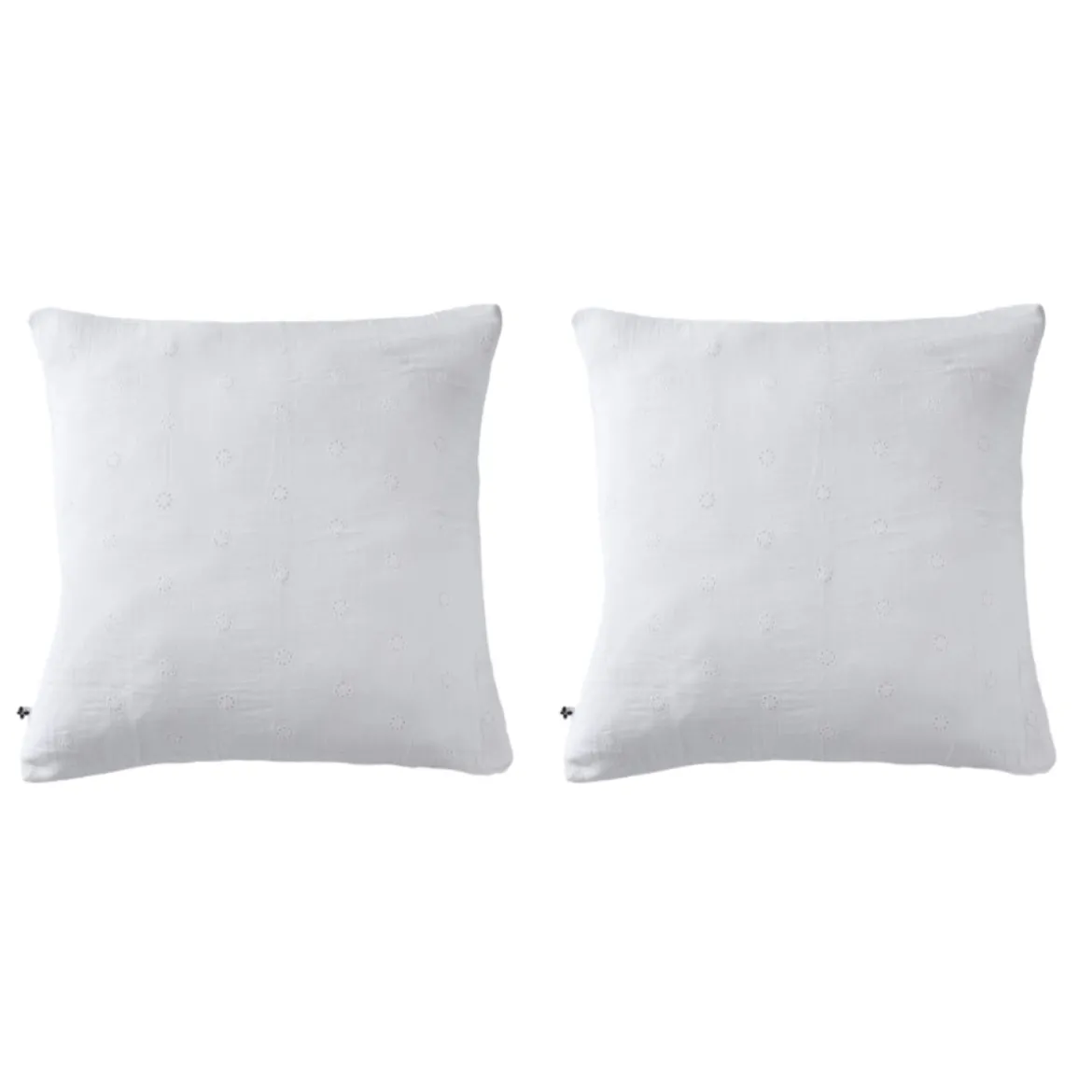 Lot de 2 taies d'oreillers brodées double gaze de coton