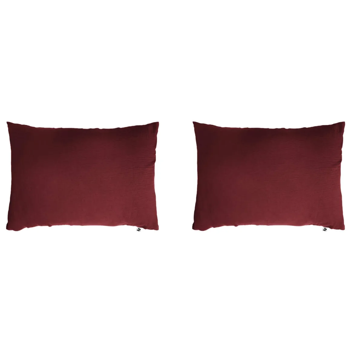 Lot de 2 taies d'oreillers double gaze de coton bordeaux