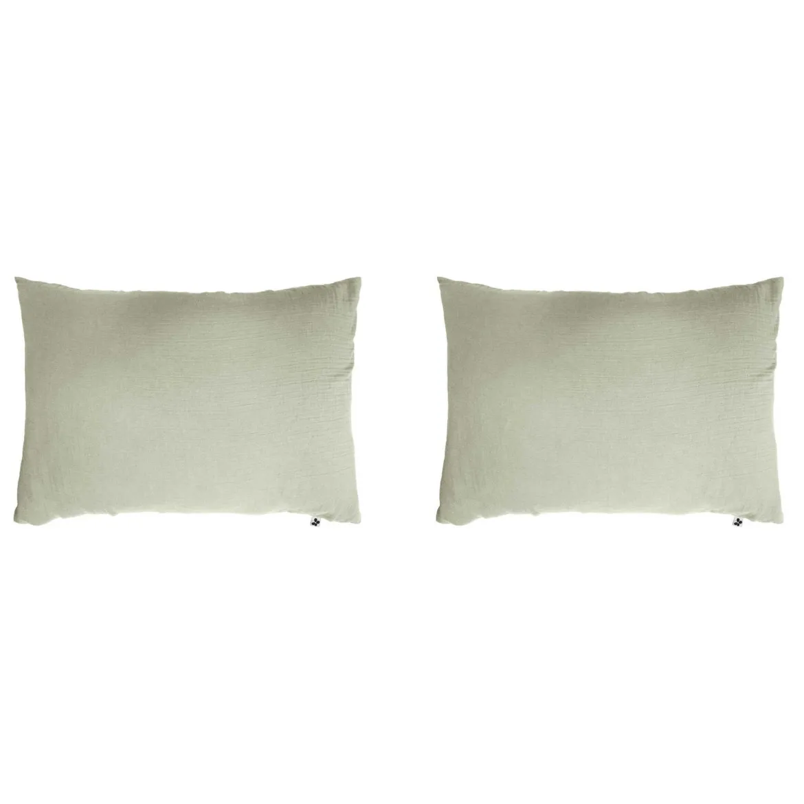 Lot de 2 taies d'oreillers double gaze de coton vert d'eau