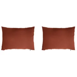 Lot de 2 taies d'oreillers double gaze de coton orange terracotta