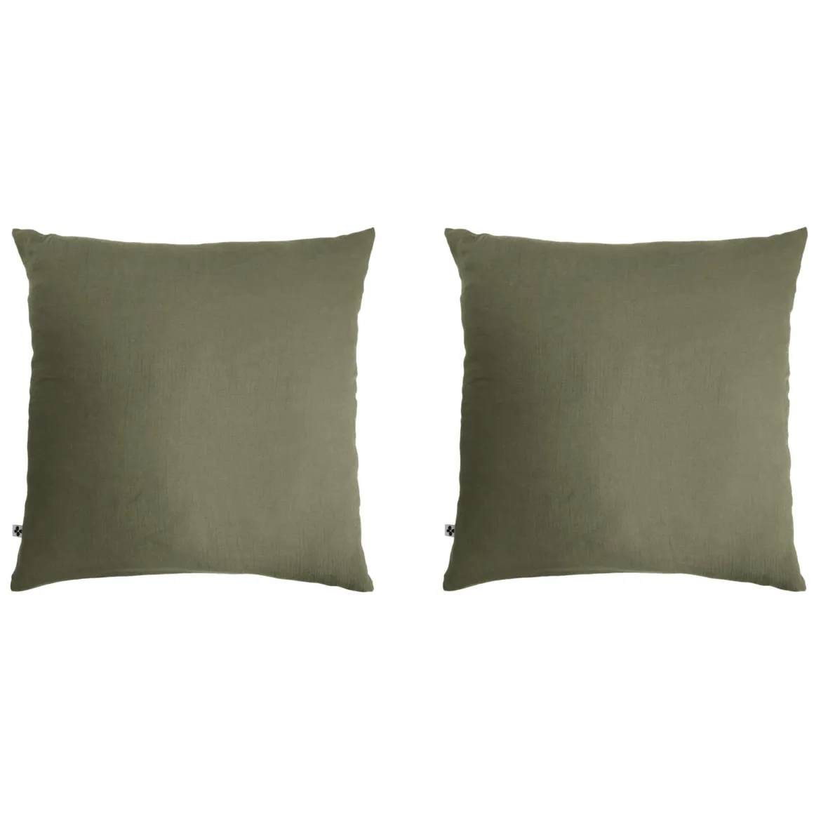 Lot de 2 taies d'oreillers double gaze de coton kaki