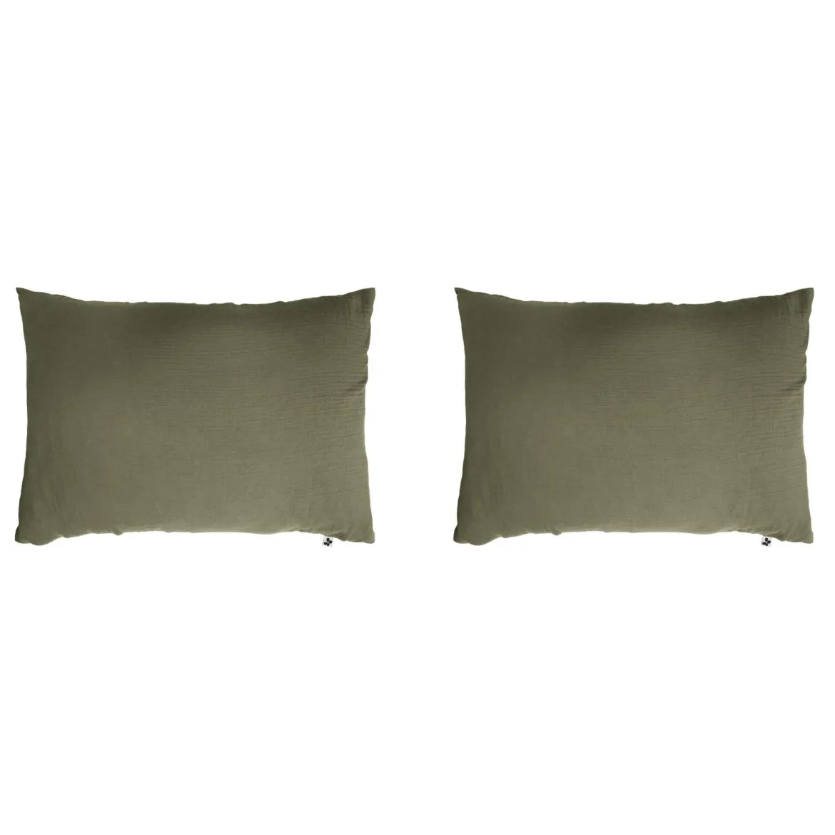 Lot de 2 taies d'oreillers double gaze de coton kaki