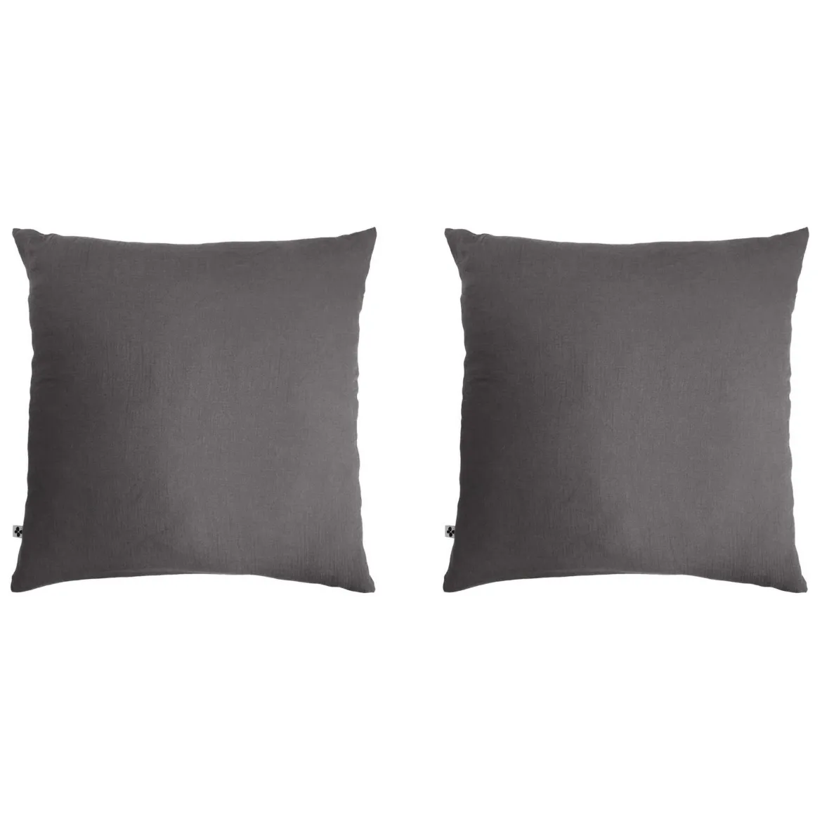 Lot de 2 taies d'oreillers double gaze de coton gris anthracite
