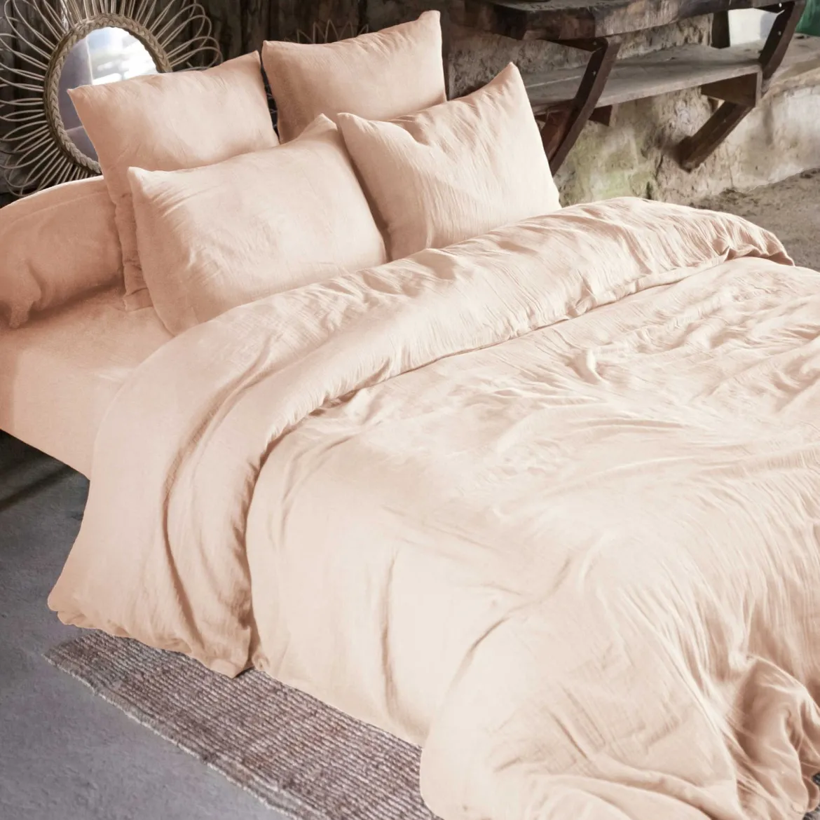 Lot de 2 taies d'oreillers double gaze de coton rose