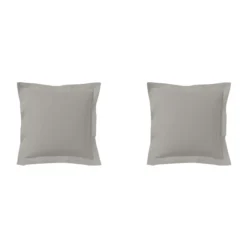Lot de 2 taies d'oreillers gris mastic 100% coton