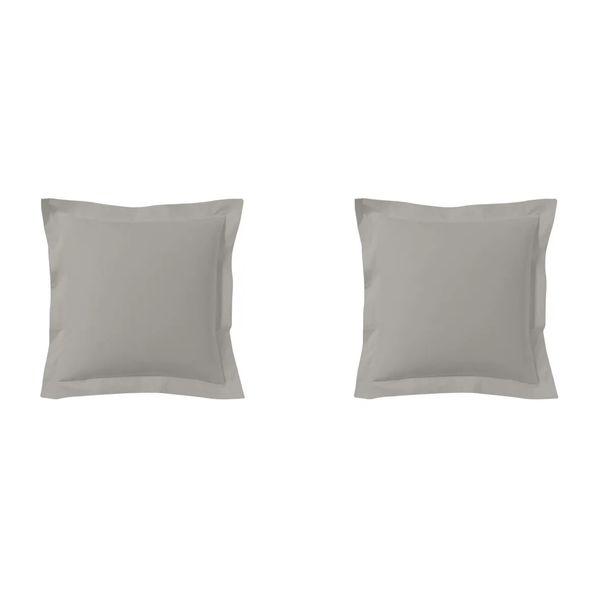 Lot de 2 taies d'oreillers gris mastic 100% coton