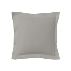 Lot de 2 taies d'oreillers gris mastic 100% coton