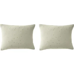 Lot de 2 taies d'oreillers à pois brodés double gaze de coton