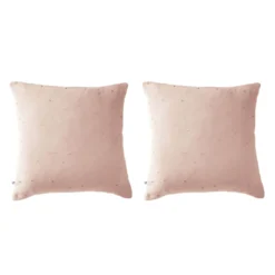 Lot de 2 taies d'oreillers à pois brodés double gaze de coton
