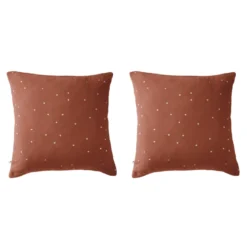 Lot de 2 taies d'oreillers à pois brodés double gaze de coton