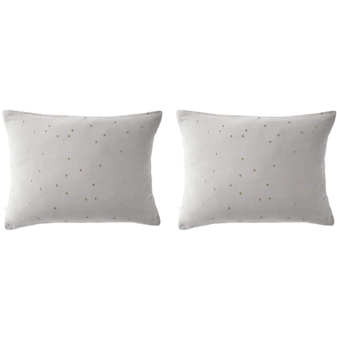 Lot de 2 taies d'oreillers à pois brodés double gaze de coton