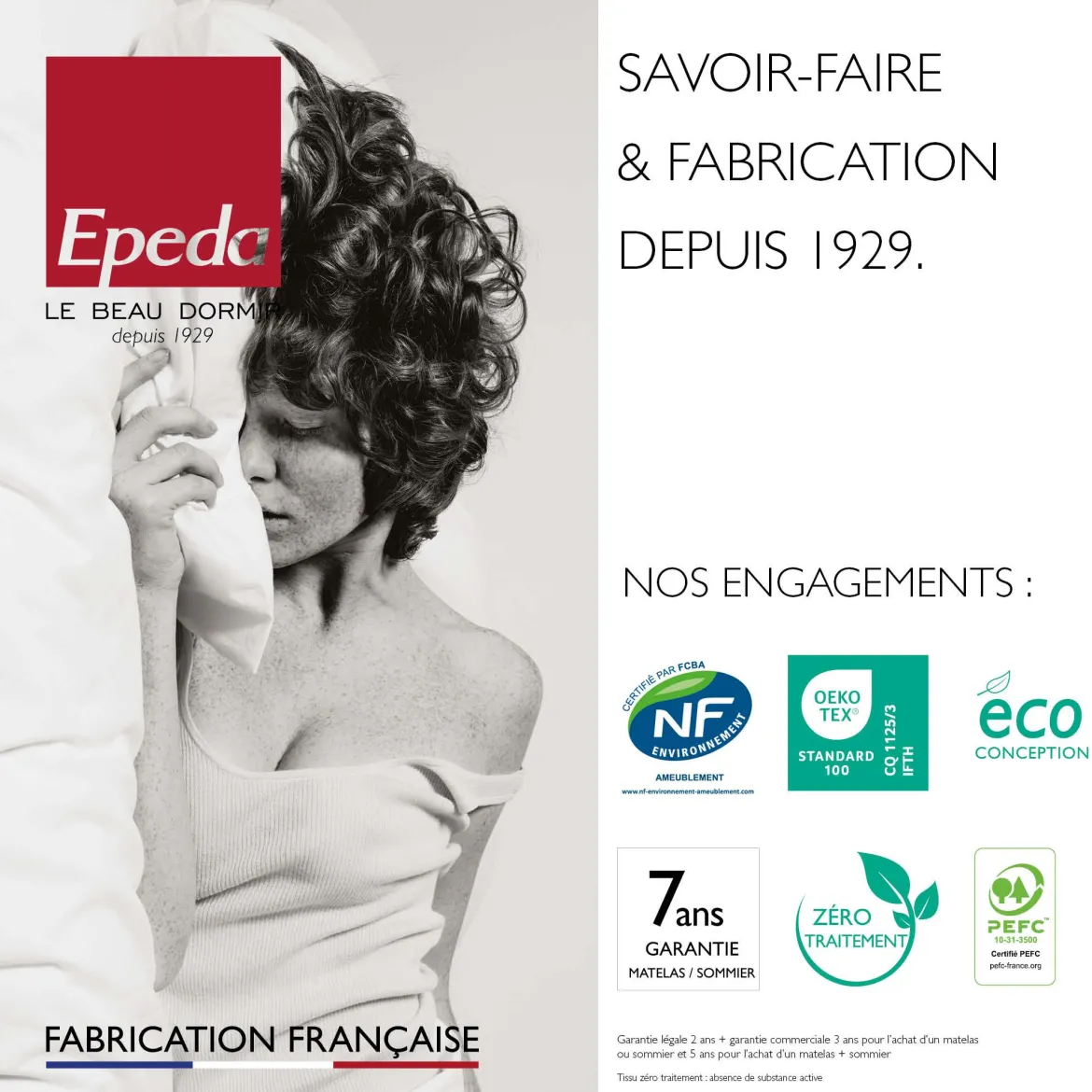 Matelas Epeda ressorts ensachés, mémoire de forme et laine L’Escapade