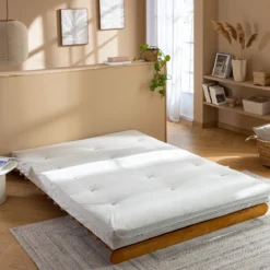 Matelas futon latex ferme tissu velours côtelé - Terre de Nuit