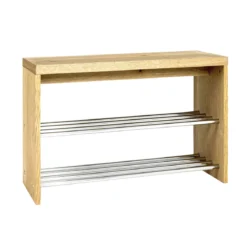 Meuble à chaussures avec banc en bois imitation chêne - MC15038
