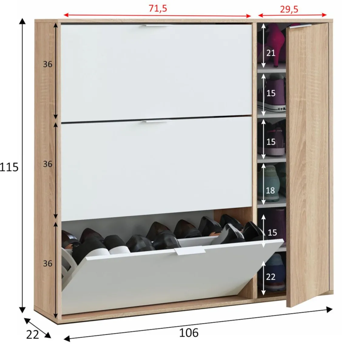 Meuble à chaussures avec 4 portes