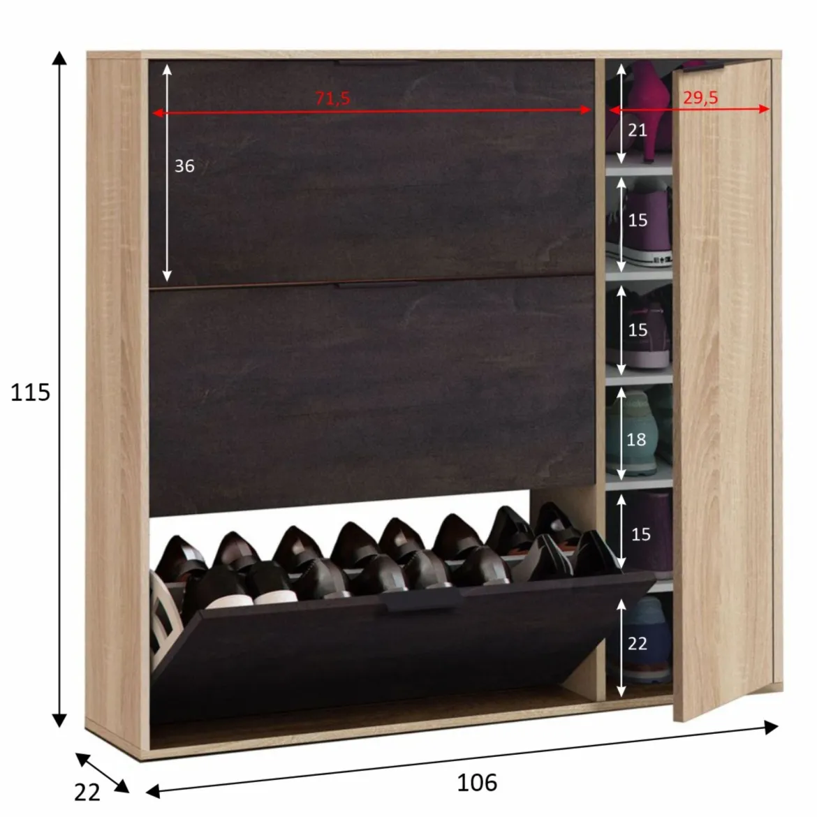 Meuble à chaussures avec 4 portes
