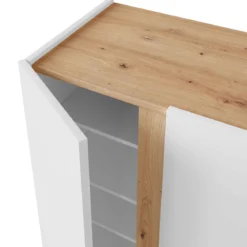 Meuble à chaussures avec 2 portes et 6 étagères réglables blanc