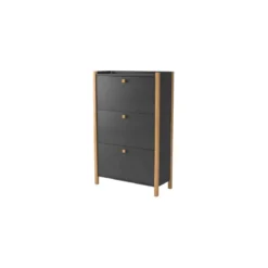 Meuble à chaussures 3 portes en bois anthracite - MC0039