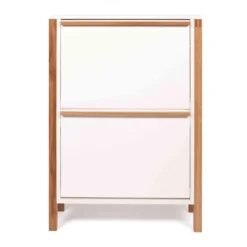 Meuble à chaussures 2 tiroirs en bois blanc - MC0051
