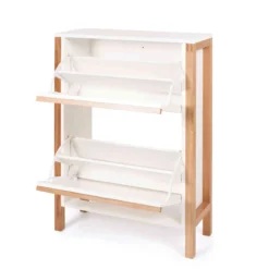 Meuble à chaussures 2 tiroirs en bois blanc - MC0051