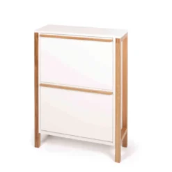 Meuble à chaussures 2 tiroirs en bois blanc - MC0051