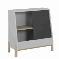 Meuble de rangement enfant avec porte coulissante ardoise - RA5042