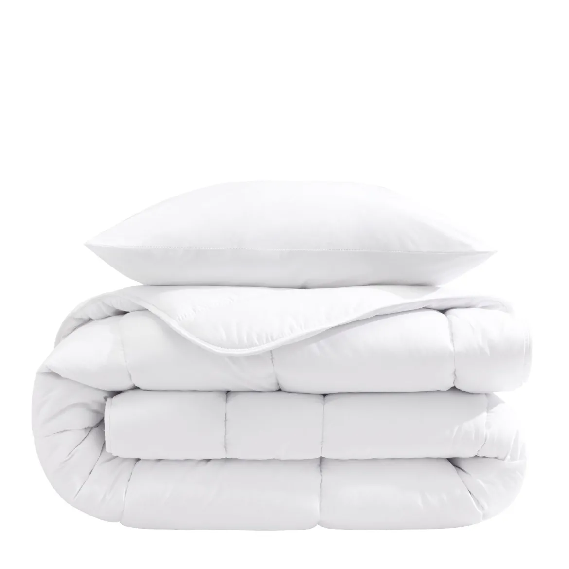 Pack couette mi-saison 350g et oreiller éco naturel moelleux enveloppe coton bio Someo