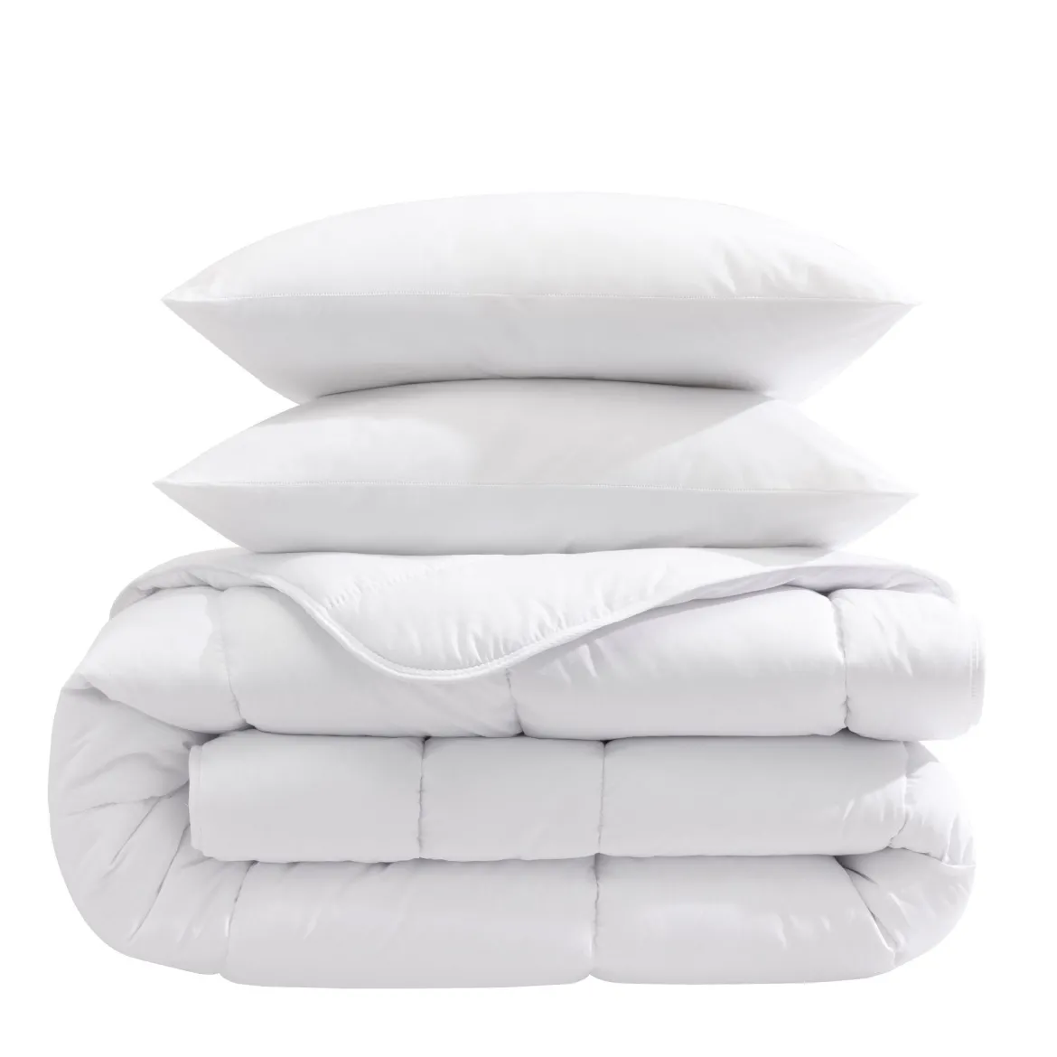 Pack couette mi-saison 350g et oreiller éco naturel moelleux enveloppe coton bio Someo