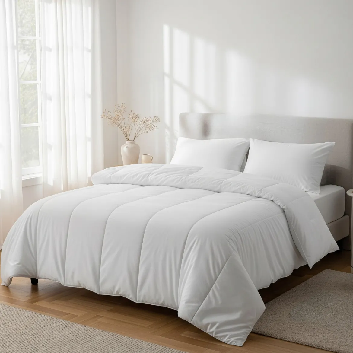 Pack couette tempérée mi-saison et oreiller anti-acariens
