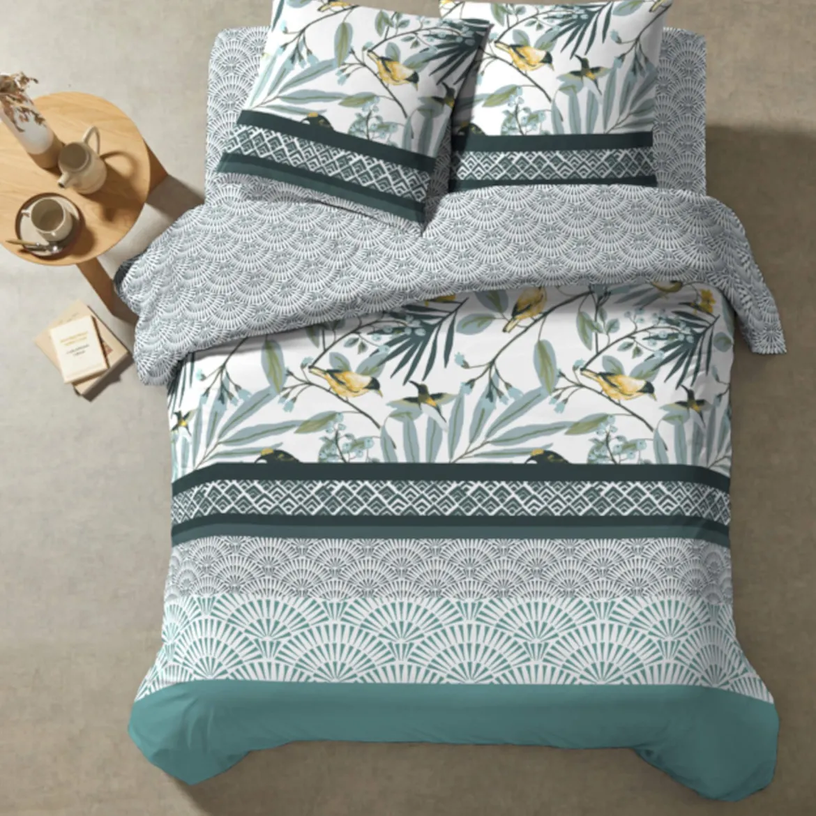 Parure de lit Colibri vert 240x220