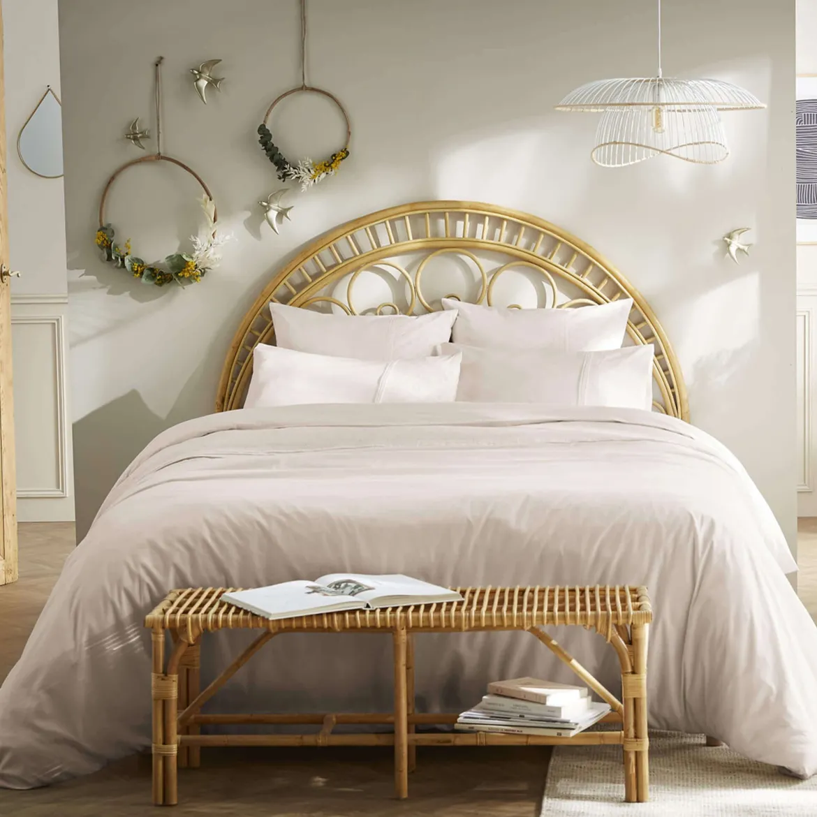 Parure de lit 100% coton broderie anglaise