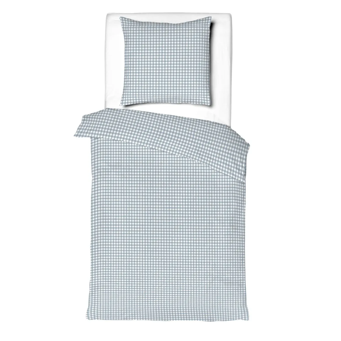 Parure de lit coton carreaux bleu Terre de Nuit Bibiane