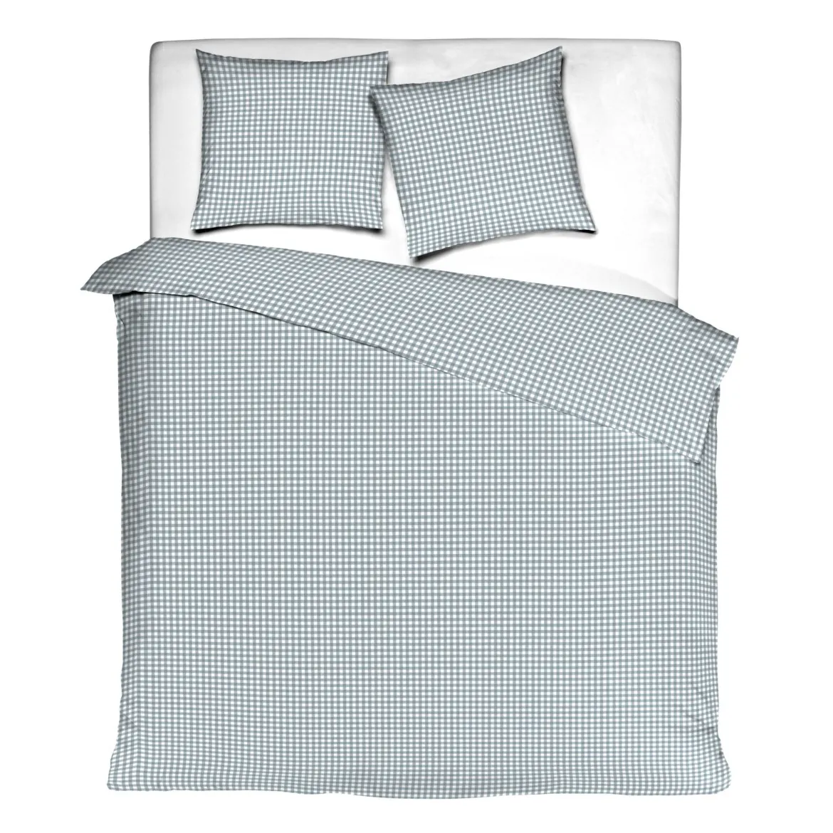 Parure de lit coton carreaux bleu Terre de Nuit Bibiane