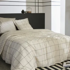 Parure de lit coton carreaux Terre de Nuit Carrie