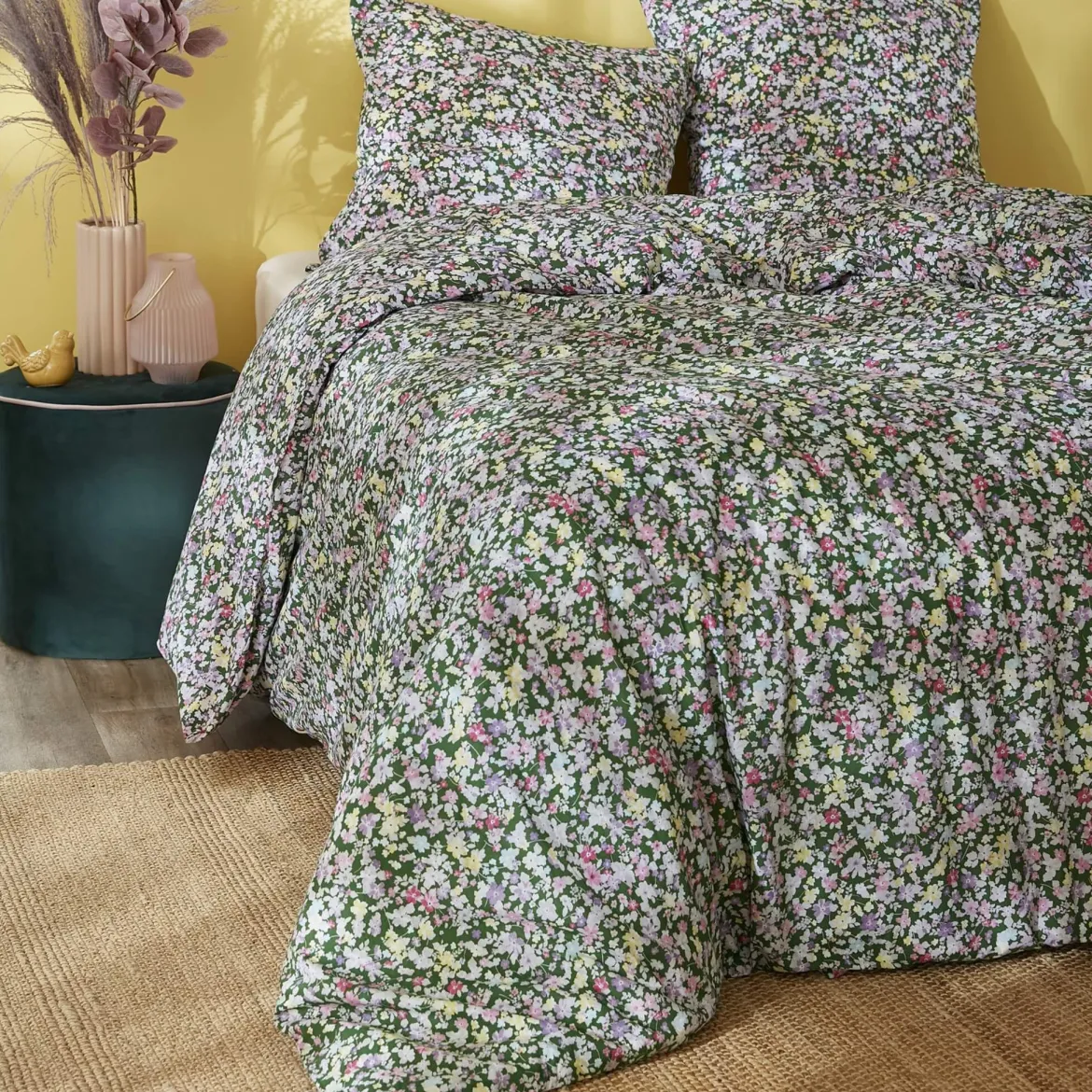 Parure de lit coton imprimé floral