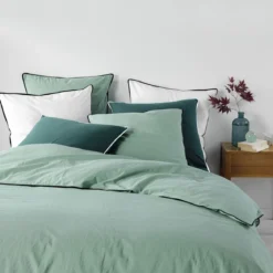 Parure de lit coton lavé Linette Sauge