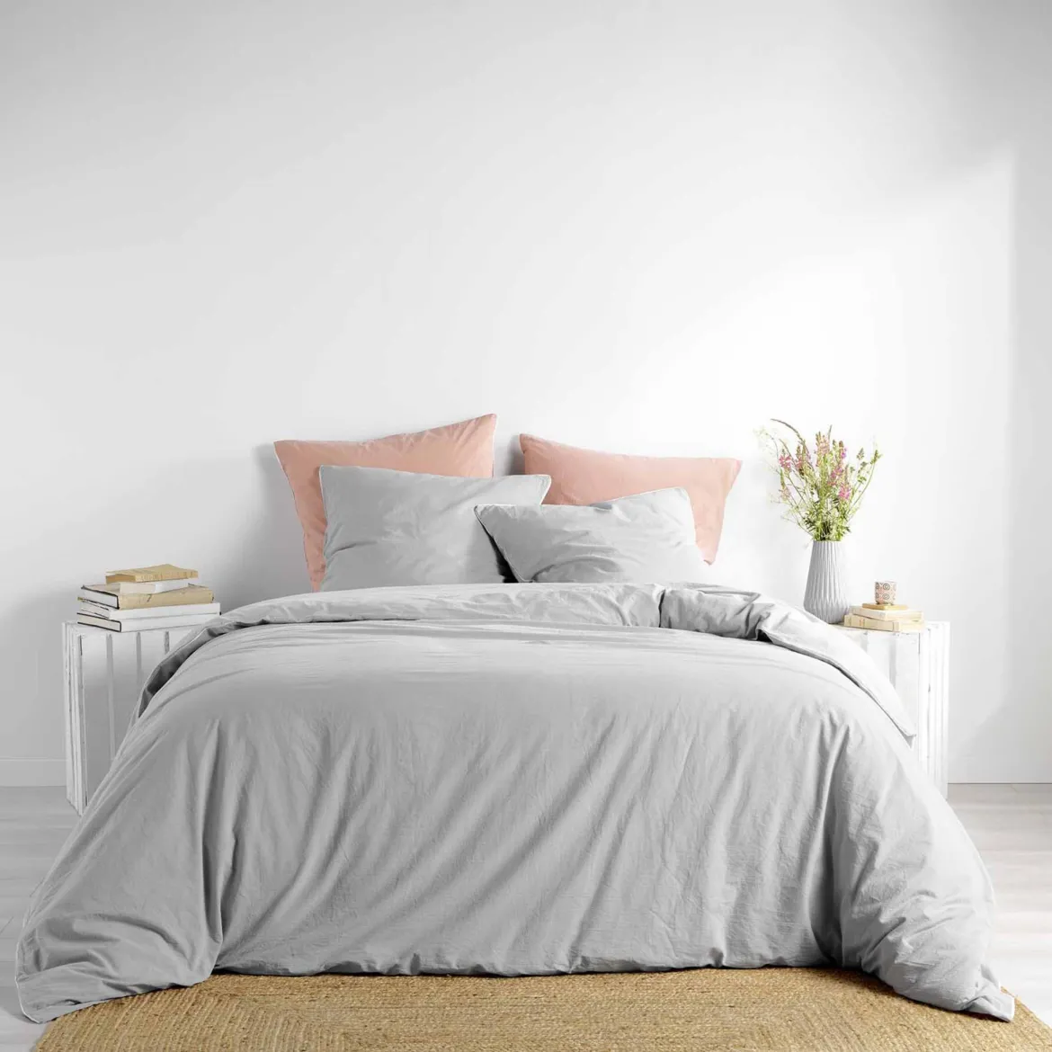Parure de lit coton lavé Linette Gris