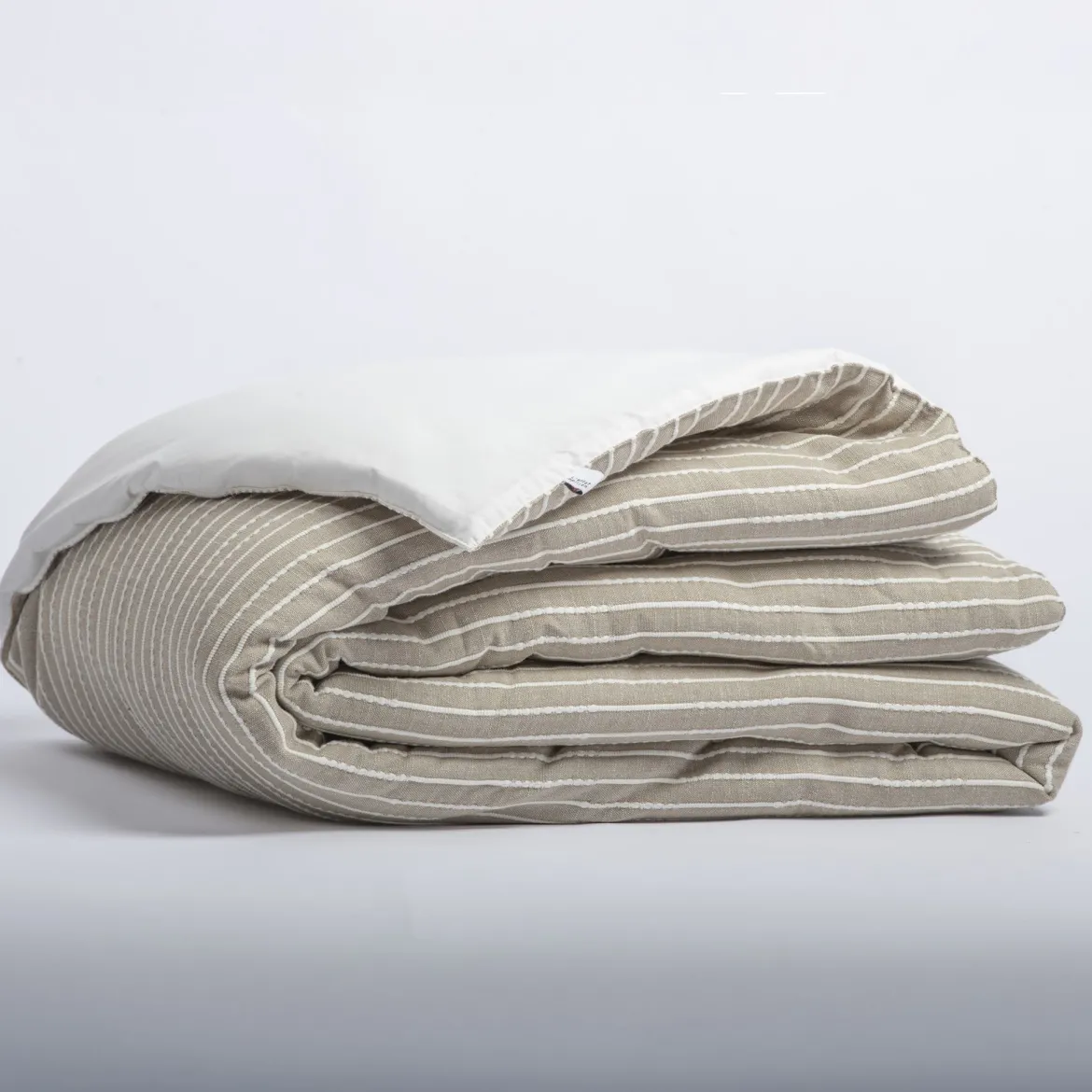 Parure de lit coton rayure beige Terre de Nuit Dune