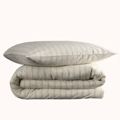 Parure de lit coton rayure Terre de Nuit Alba
