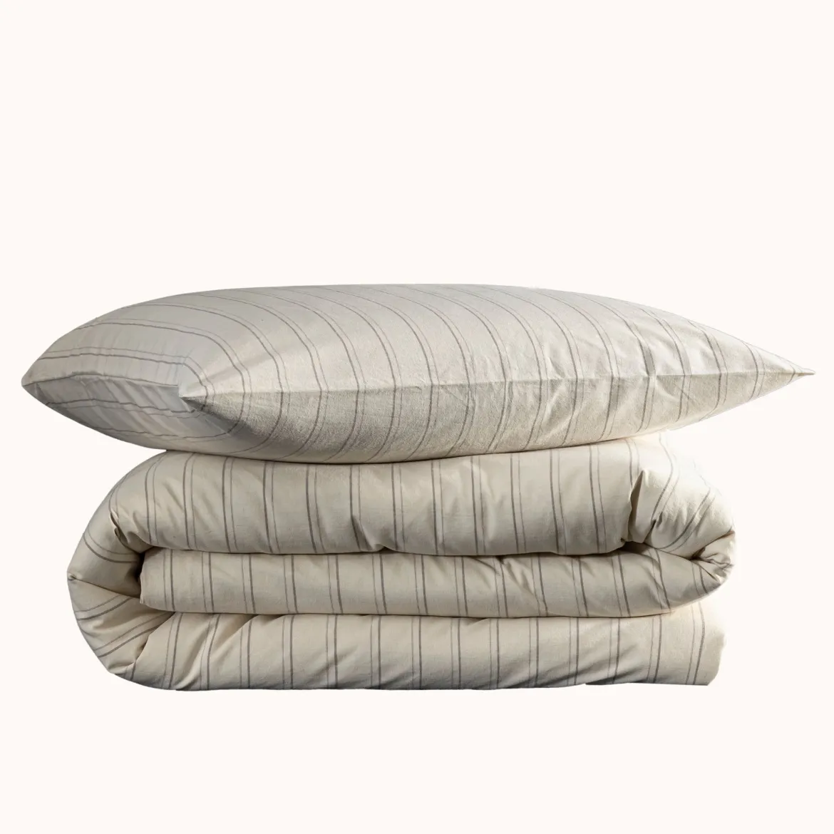 Parure de lit coton rayure Terre de Nuit Alba