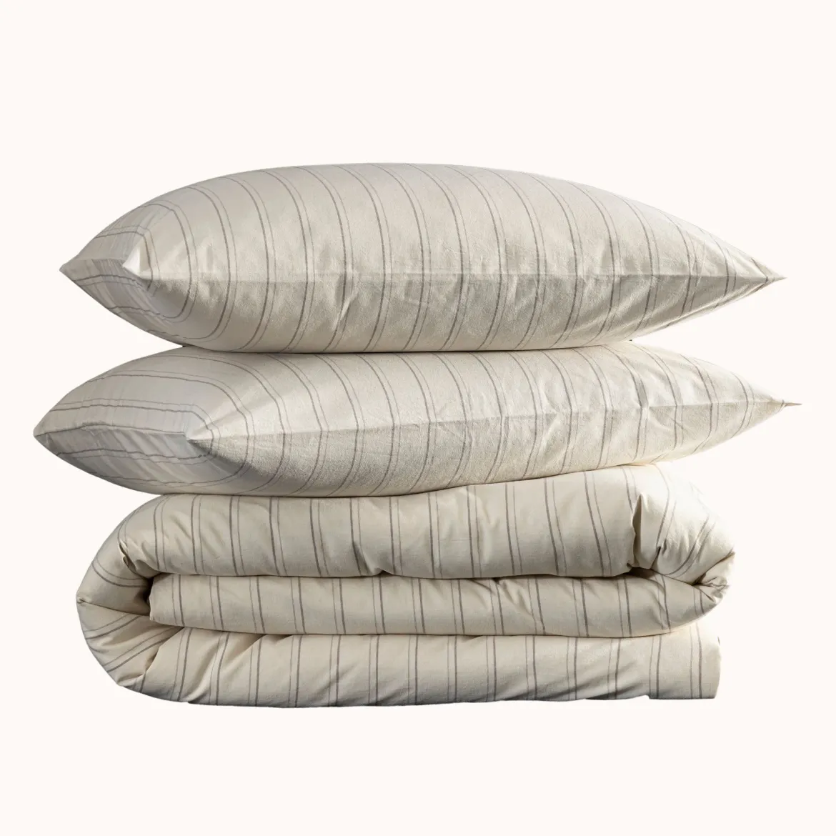 Parure de lit coton rayure Terre de Nuit Alba