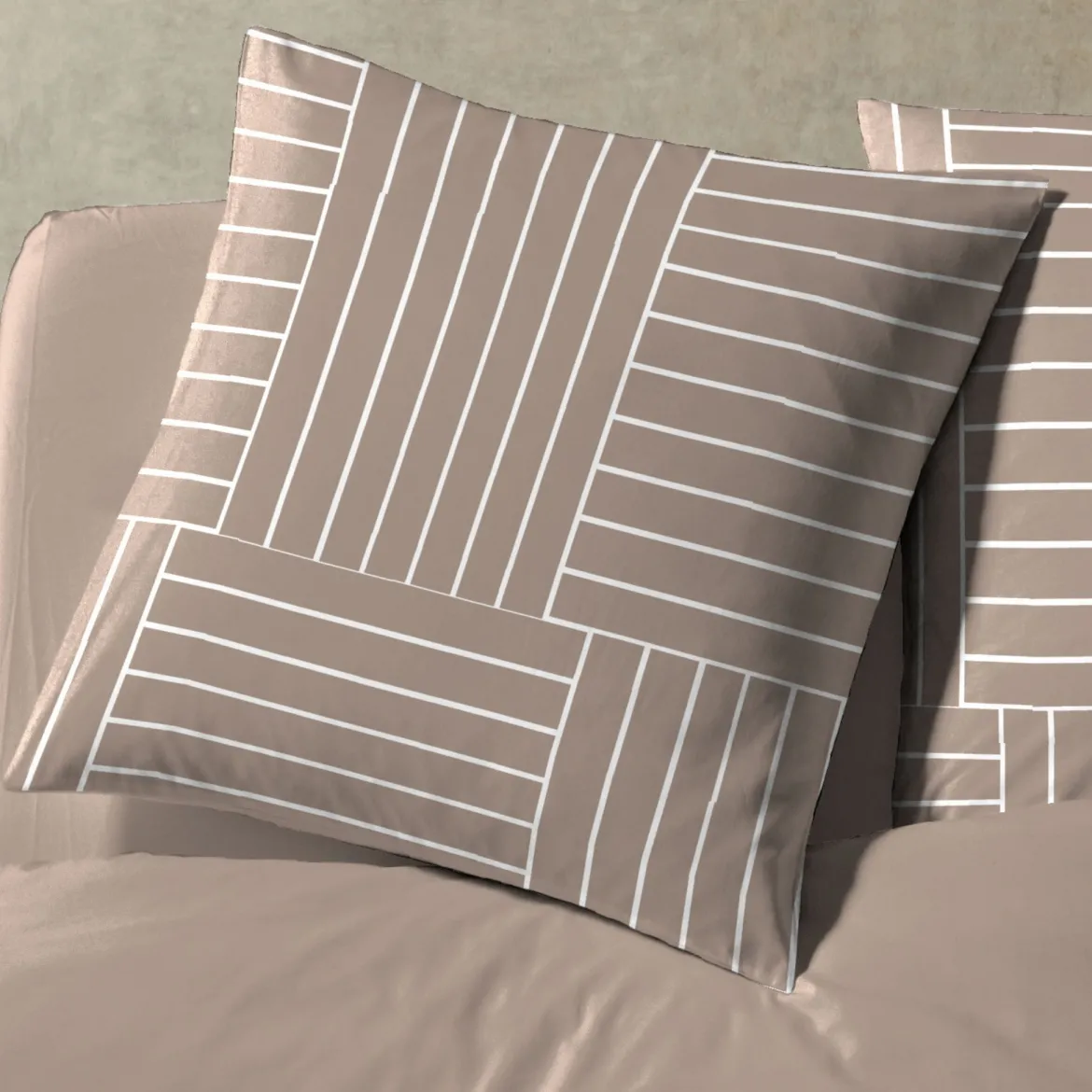 Parure de lit coton taupe Terre de Nuit Tess