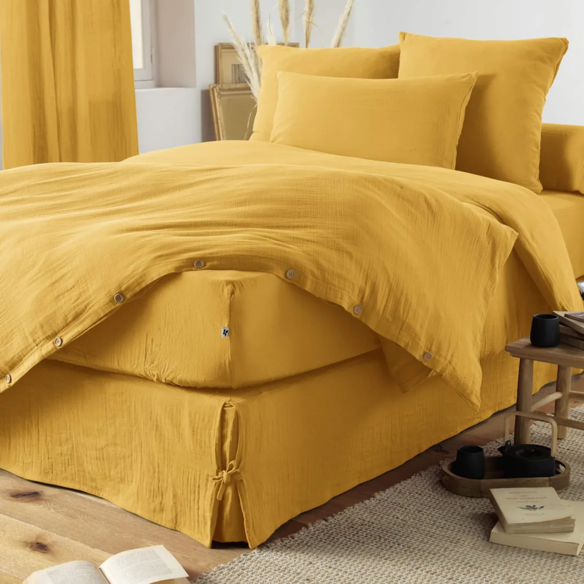 Parure de lit double gaze de coton Terre de Nuit