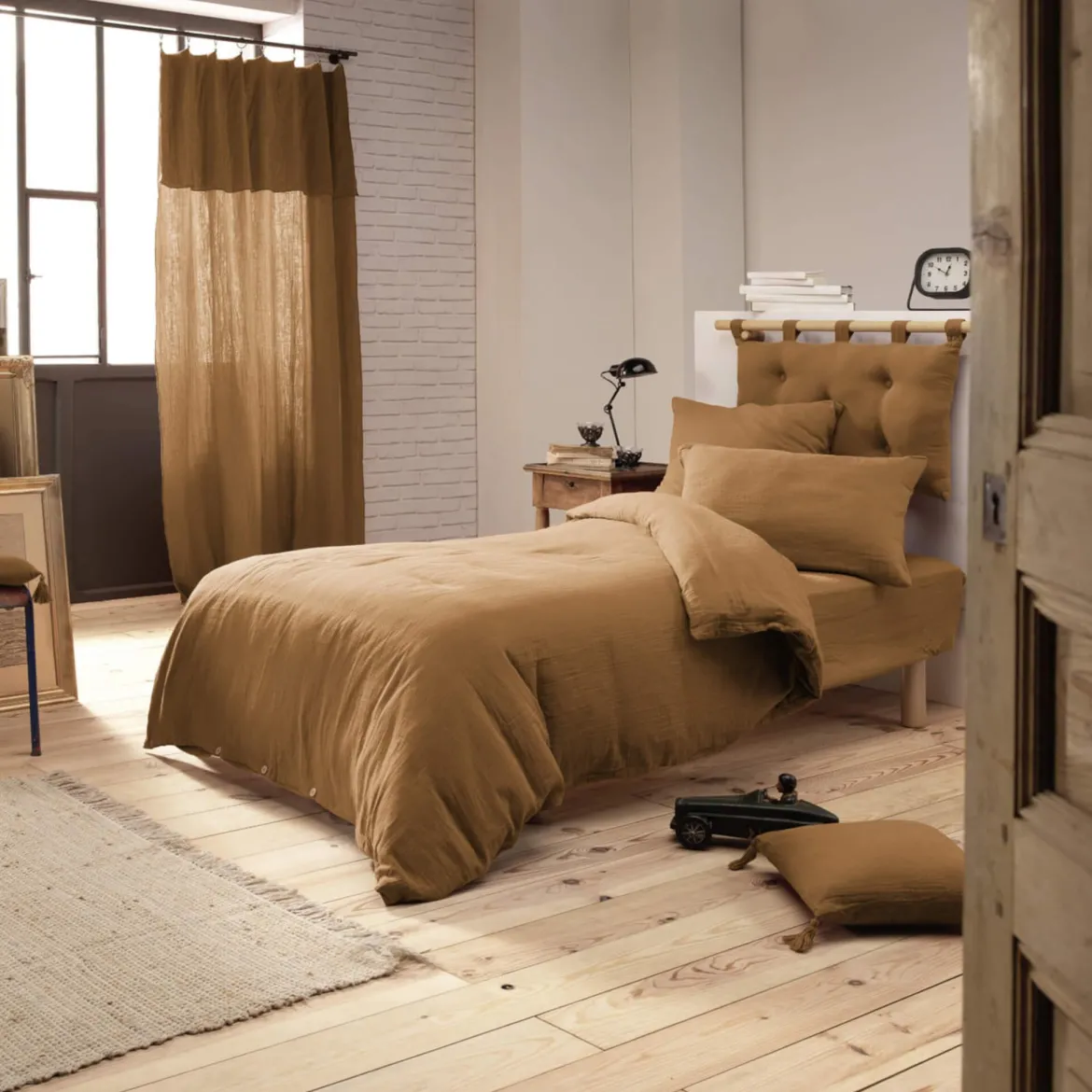 Parure de lit double gaze de coton Terre de Nuit