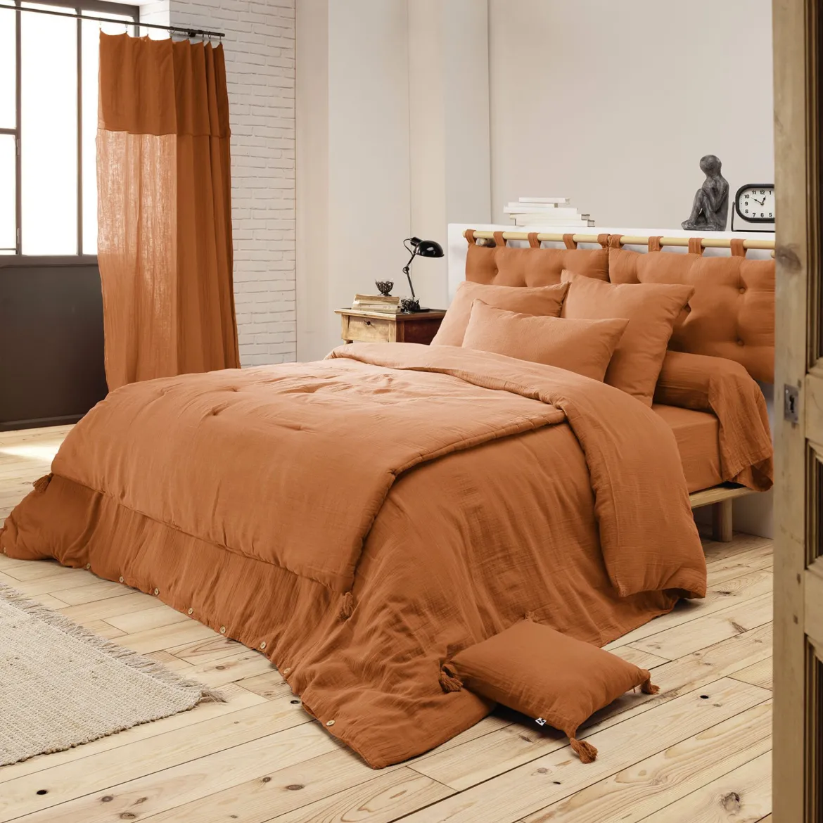 Parure de lit double gaze de coton Terre de Nuit