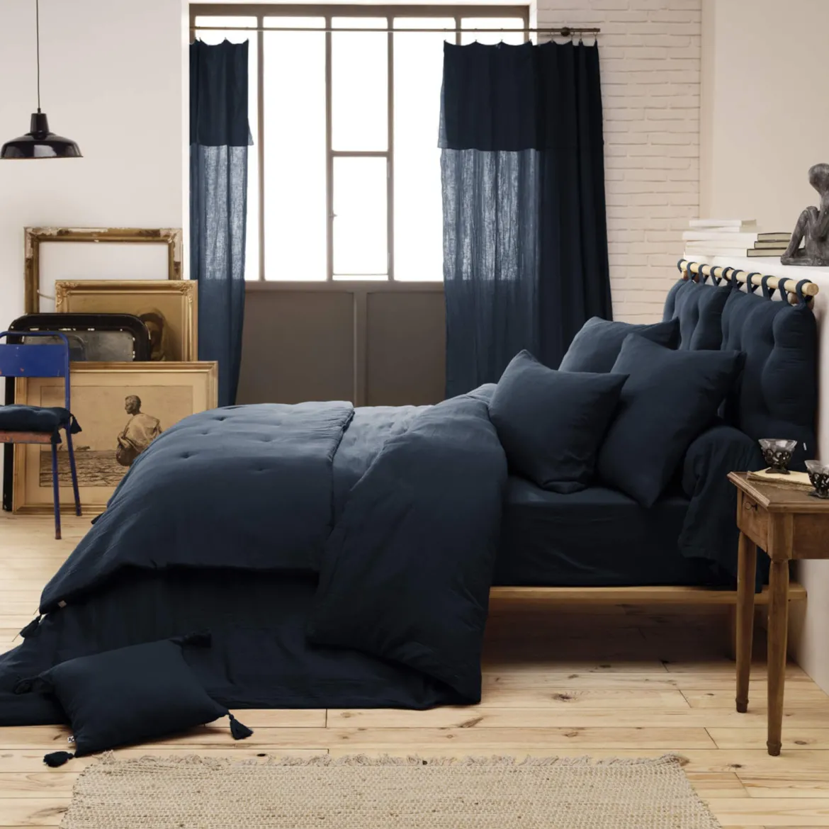 Parure de lit double gaze de coton Terre de Nuit
