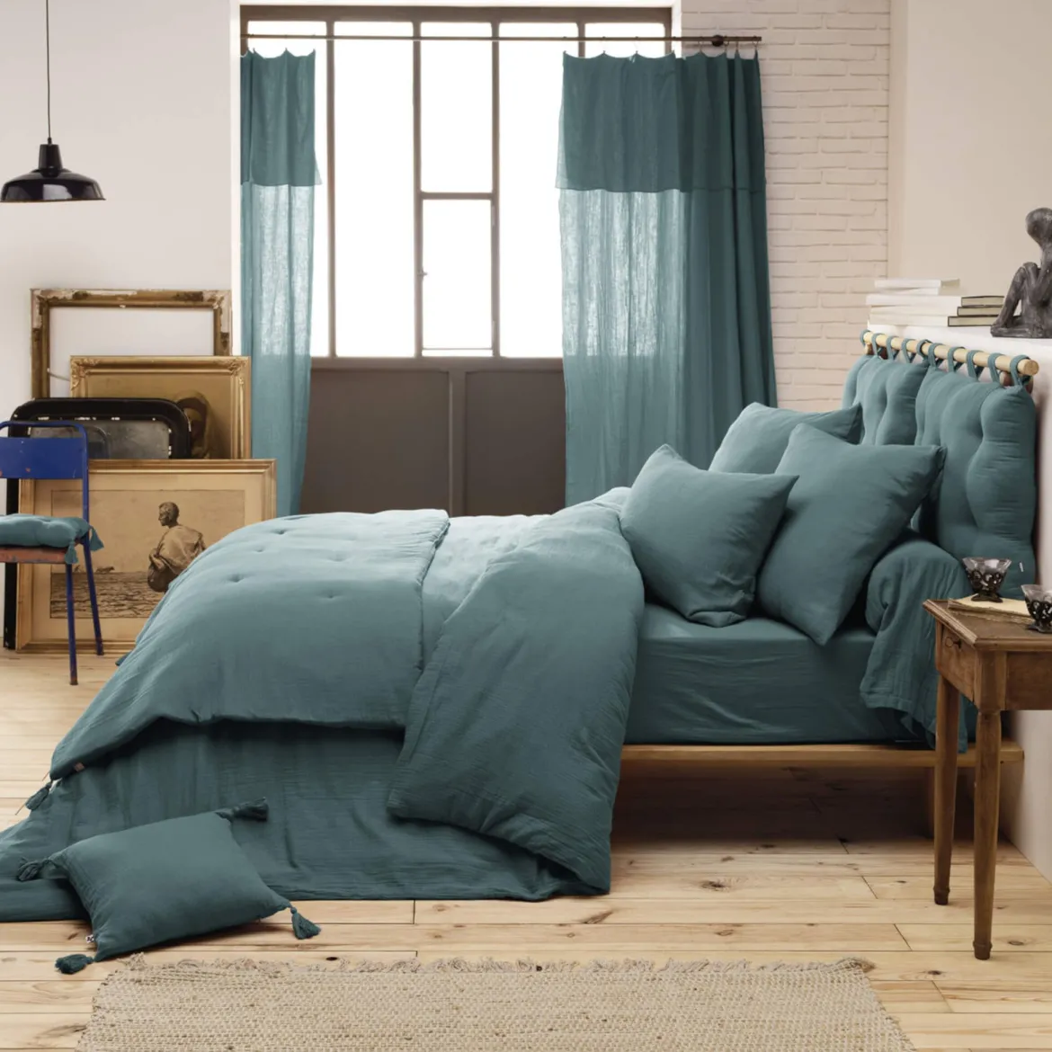 Parure de lit double gaze de coton Terre de Nuit