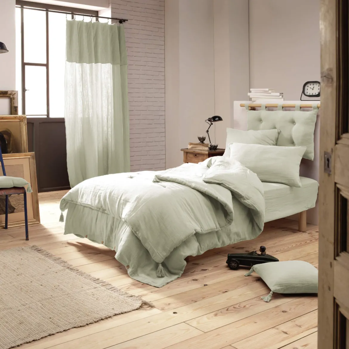 Parure de lit double gaze de coton Terre de Nuit